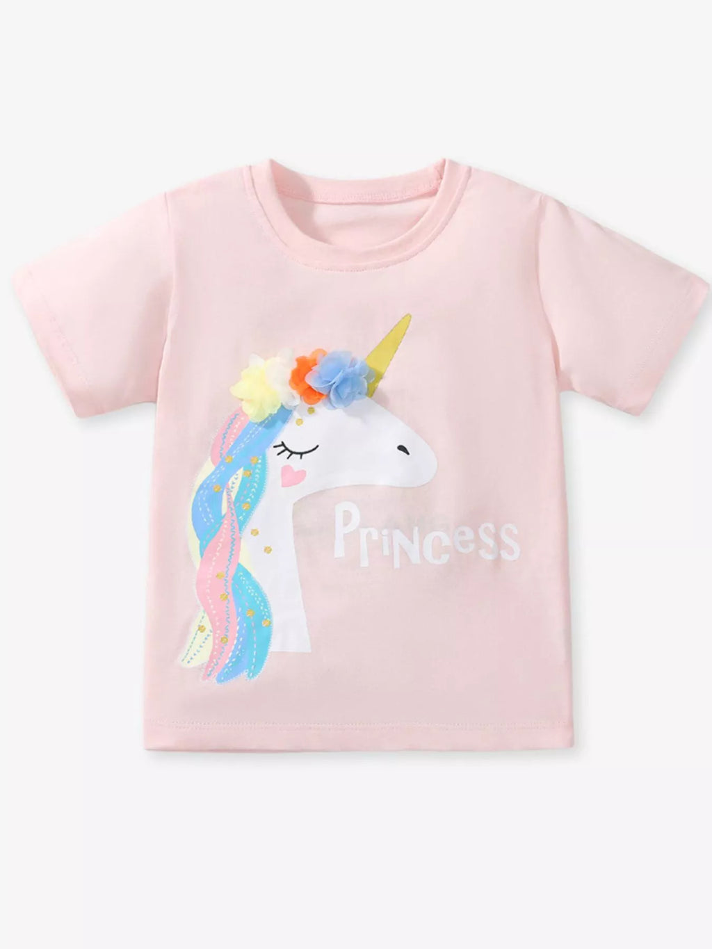 Children's Unicorn Graphic Round Neck T-Shirt