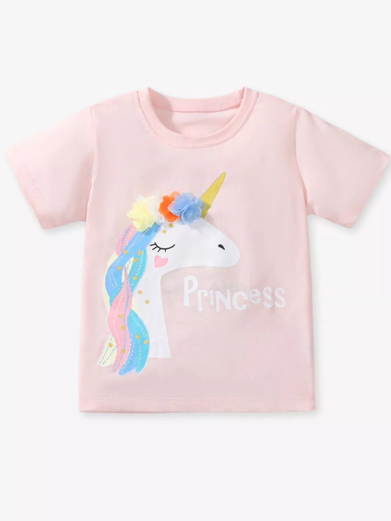 Children's Unicorn Graphic Round Neck T-Shirt