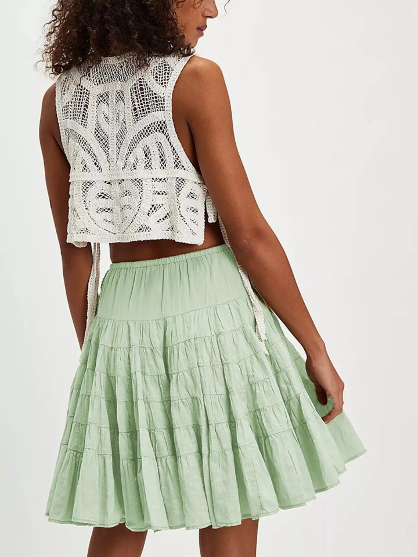 Tiered Drawstring Mini Skirt