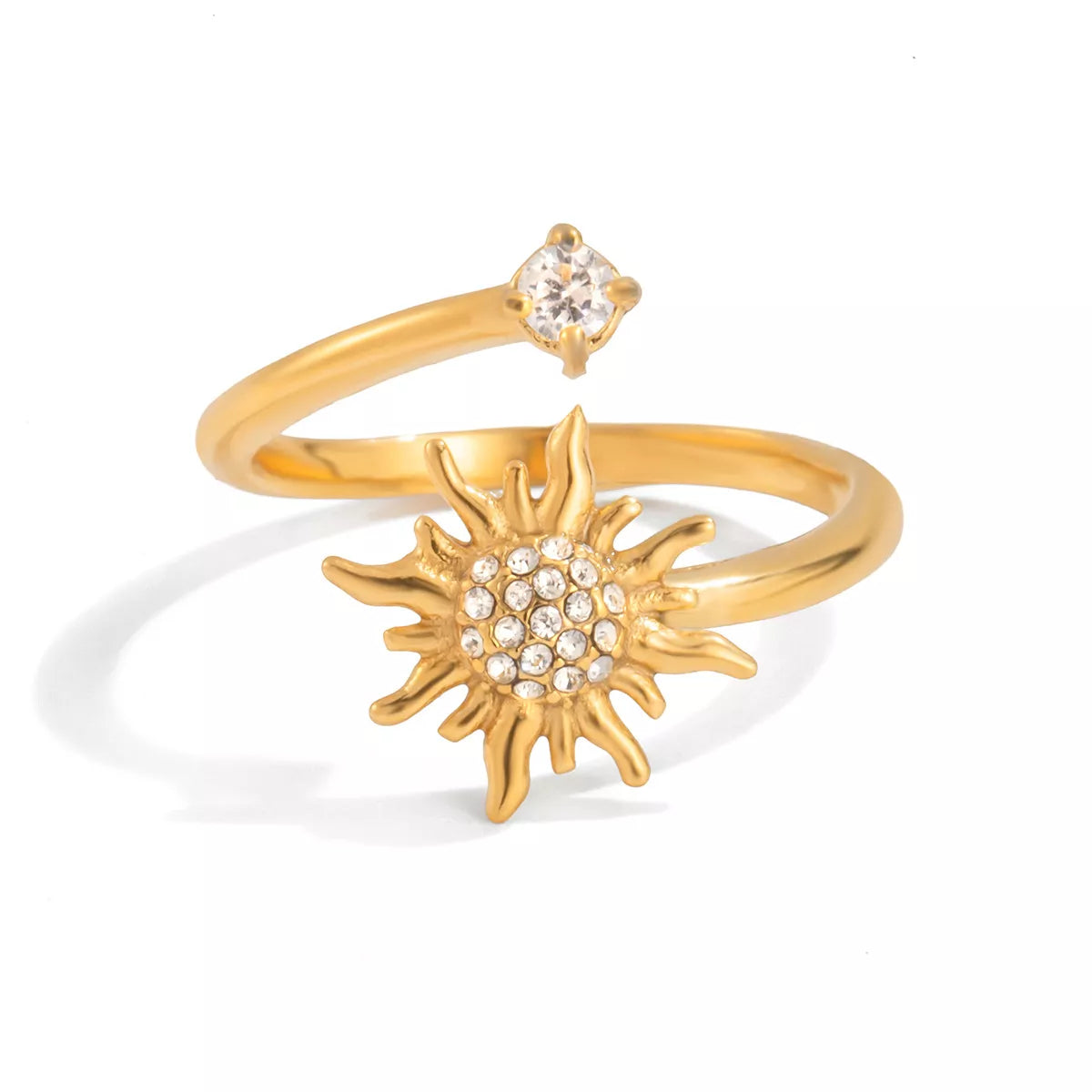 18K Gold-Plated Zircon Sun Bypass Ring