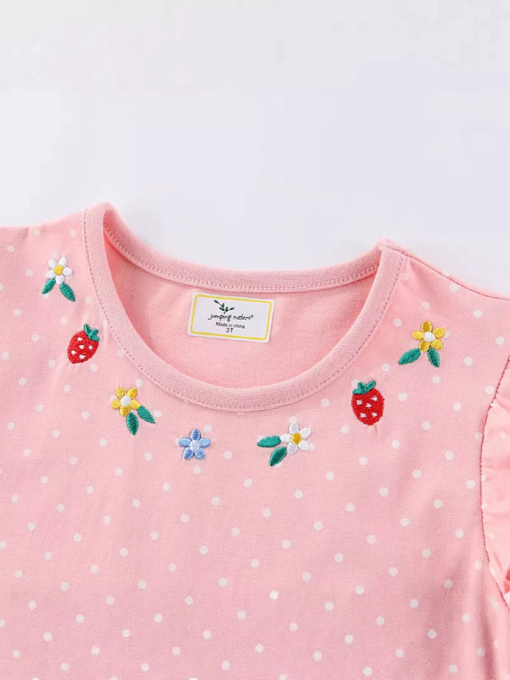 Children's Bunny Embroidered Polka Dot Dress
