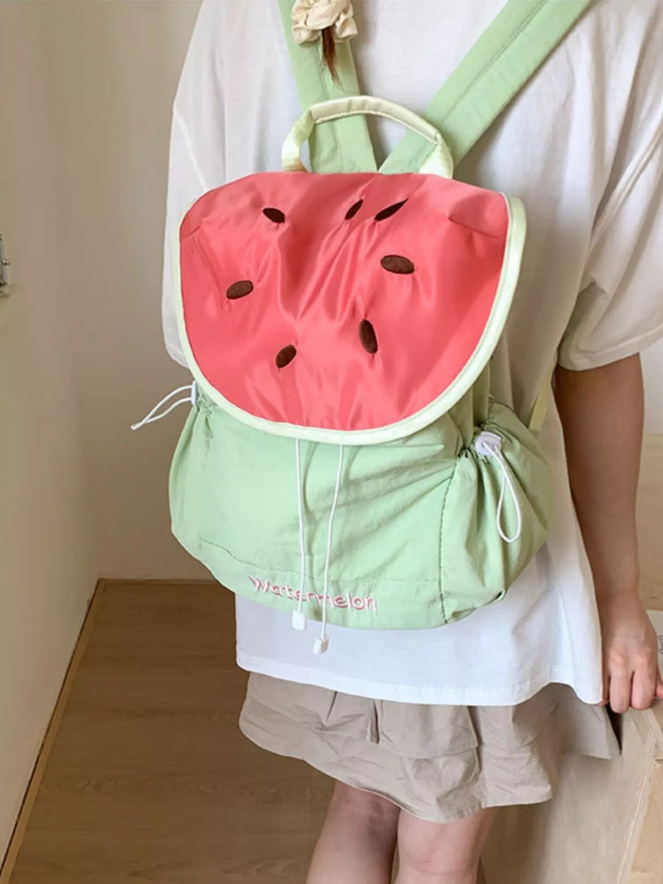 Watermelon Slice Drawstring Backpack Bag