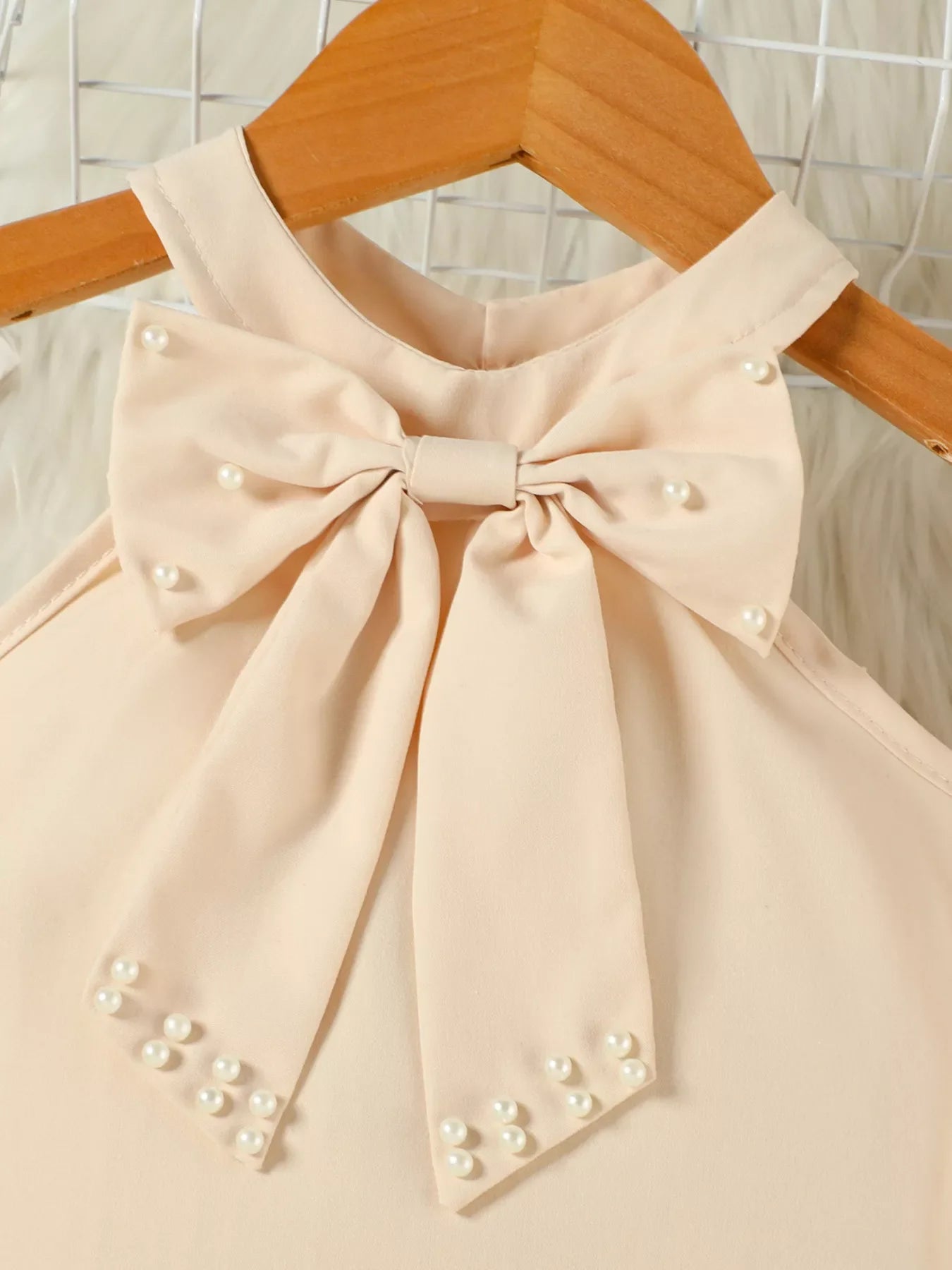 Children's Pearl Bowknot Top and Skirt Set