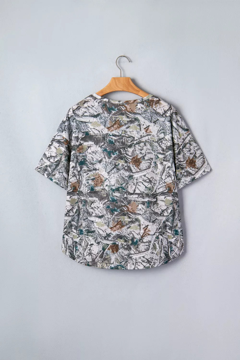 Abstract Woodland Print Tunic Henley T Shirt