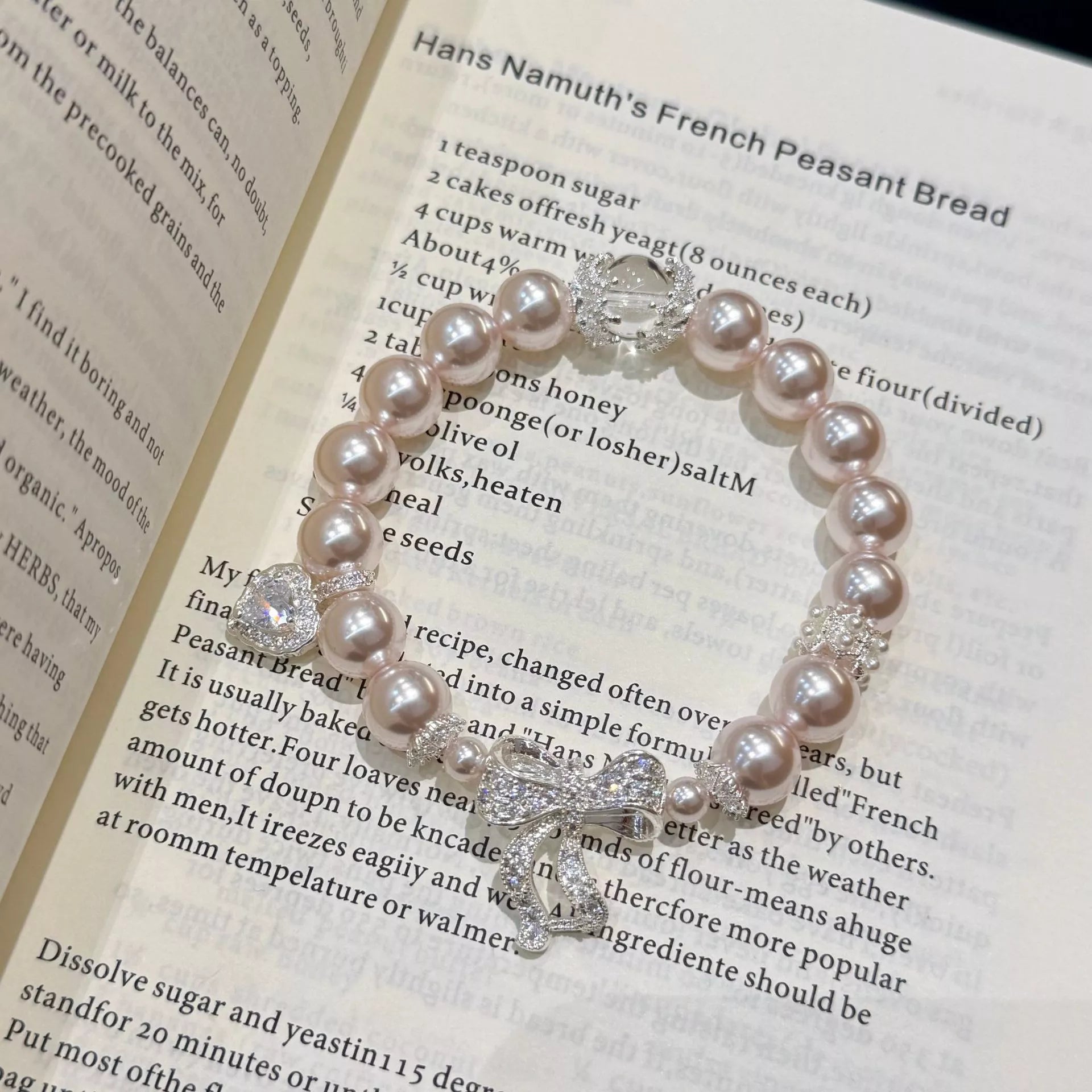 Pearl Bracelet with Bow Charm