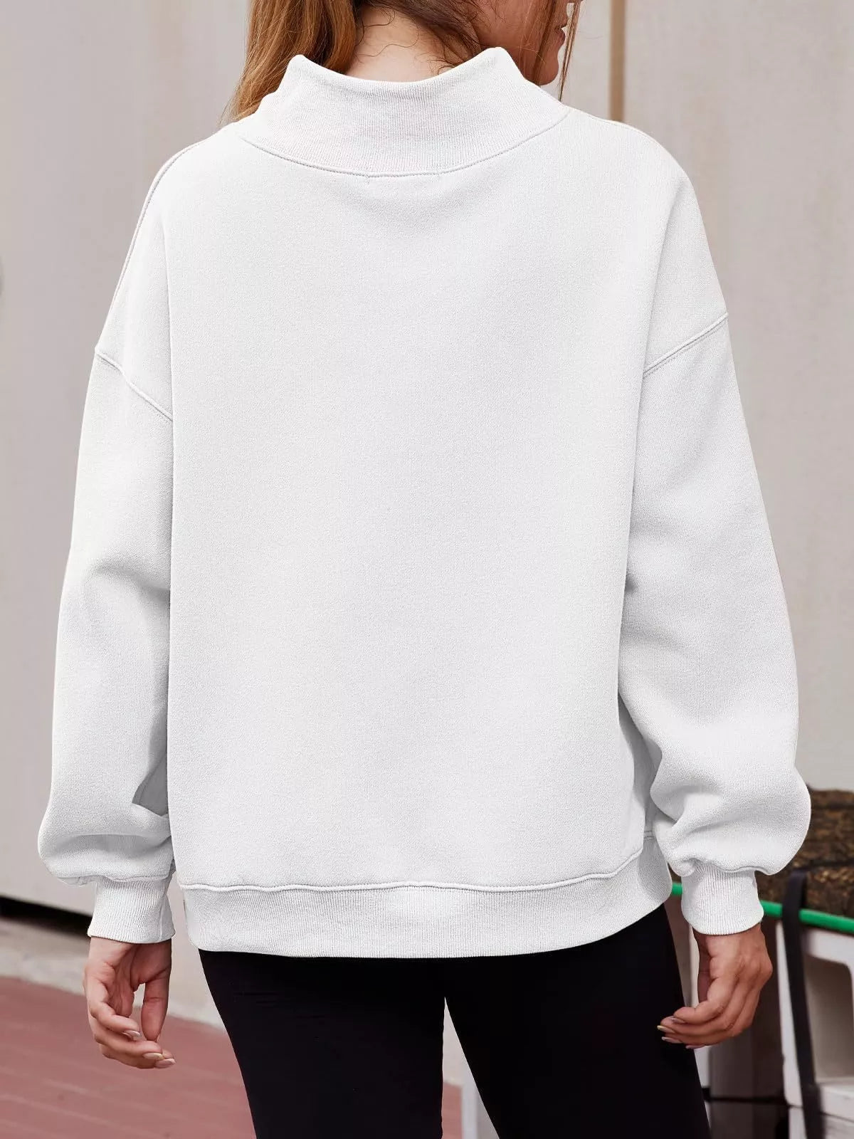Mock Neck Dropped Shoulder Sweatshirt