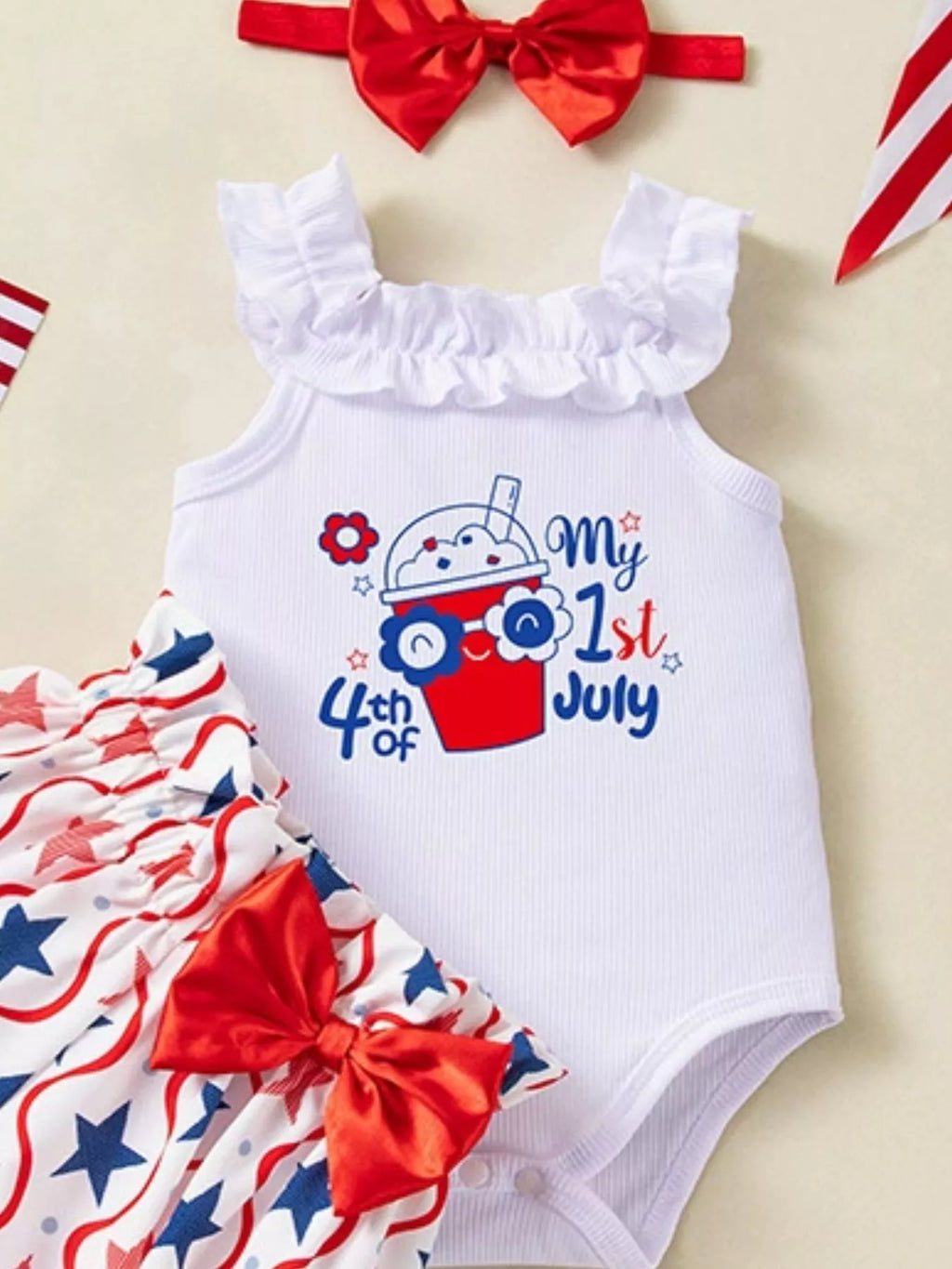 Children's Patriotic Star Print Outfit Set