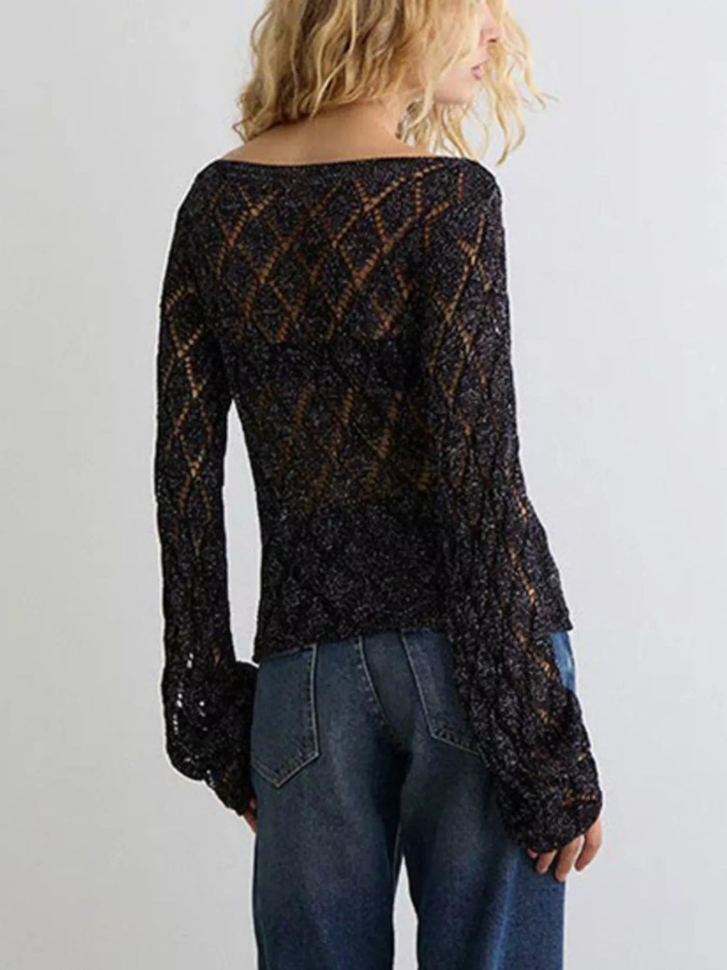 Openwork Long Sleeve Sweater