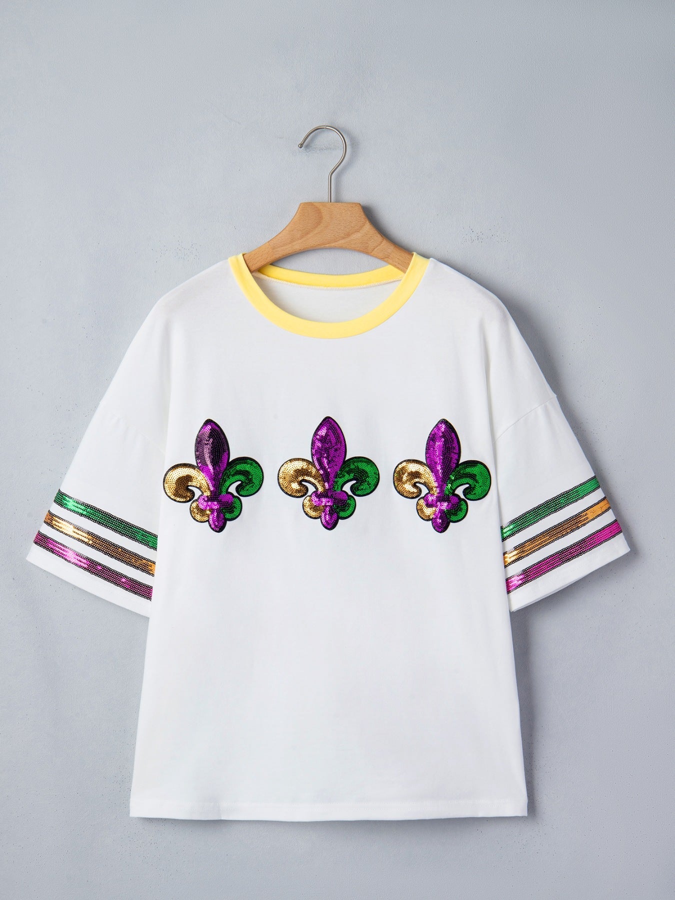 Sequin Mardi Gras Half Sleeve T Shirt