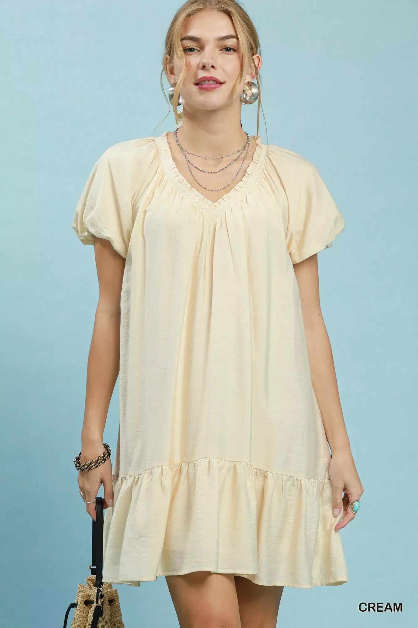Umgee Ruffle Hem Shift Mini Dress