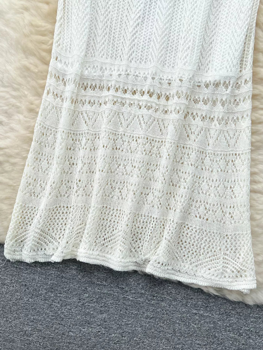 Knitted Hollow Out Maxi Skirt