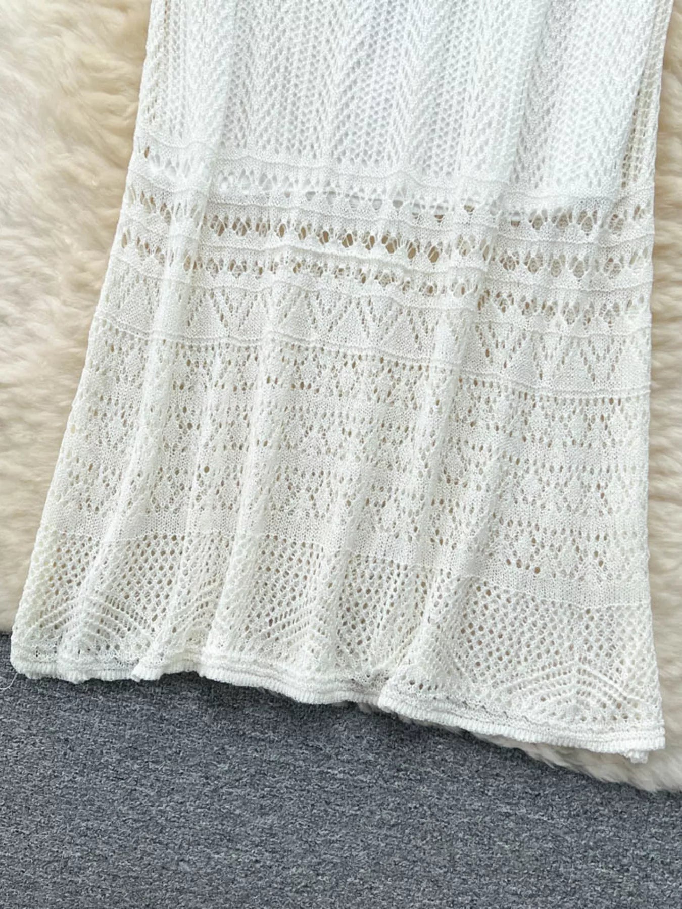 Knitted Hollow Out Maxi Skirt