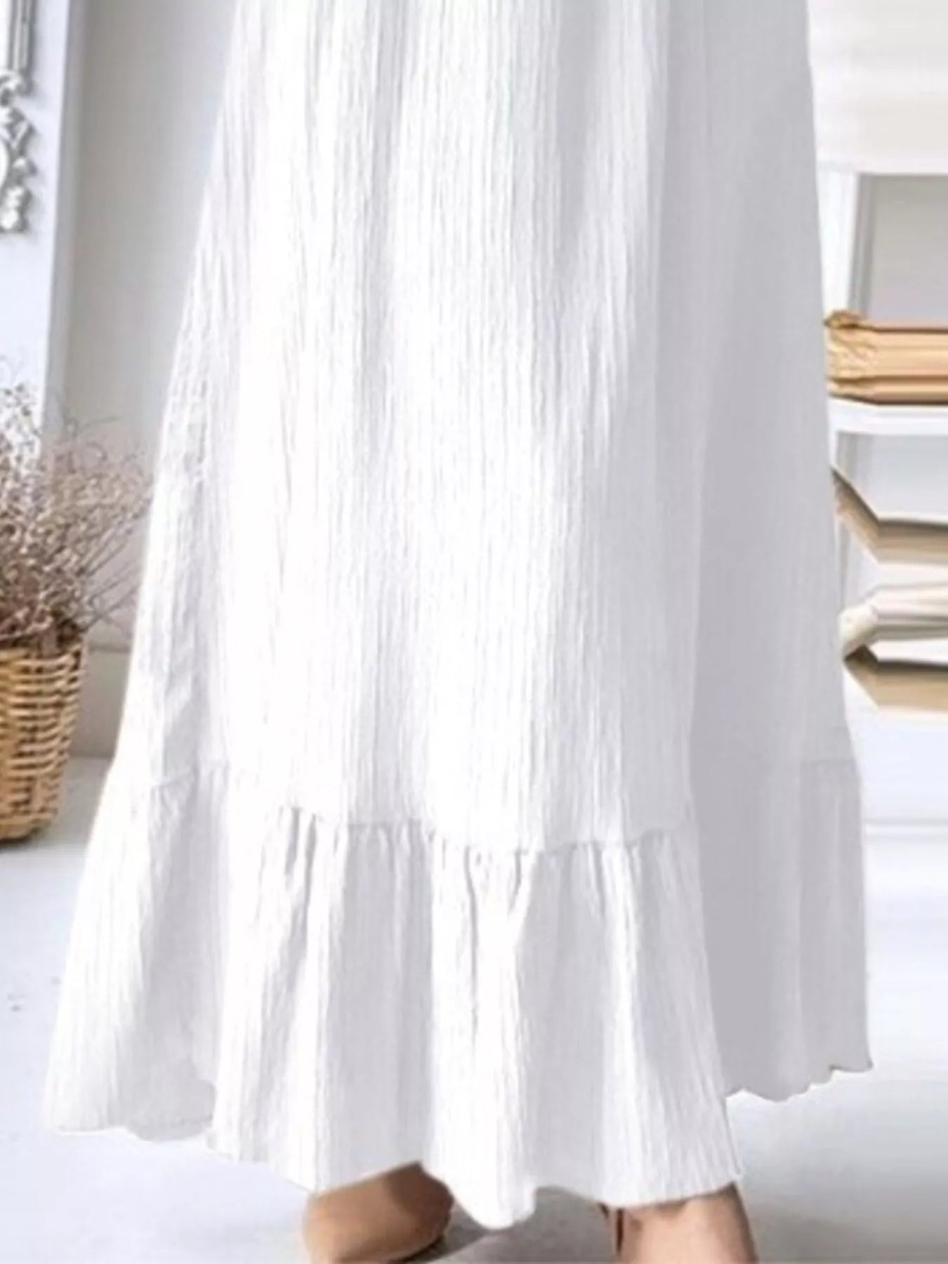 Full Size Textured Balloon Sleeve Maxi Dress Plus Size
