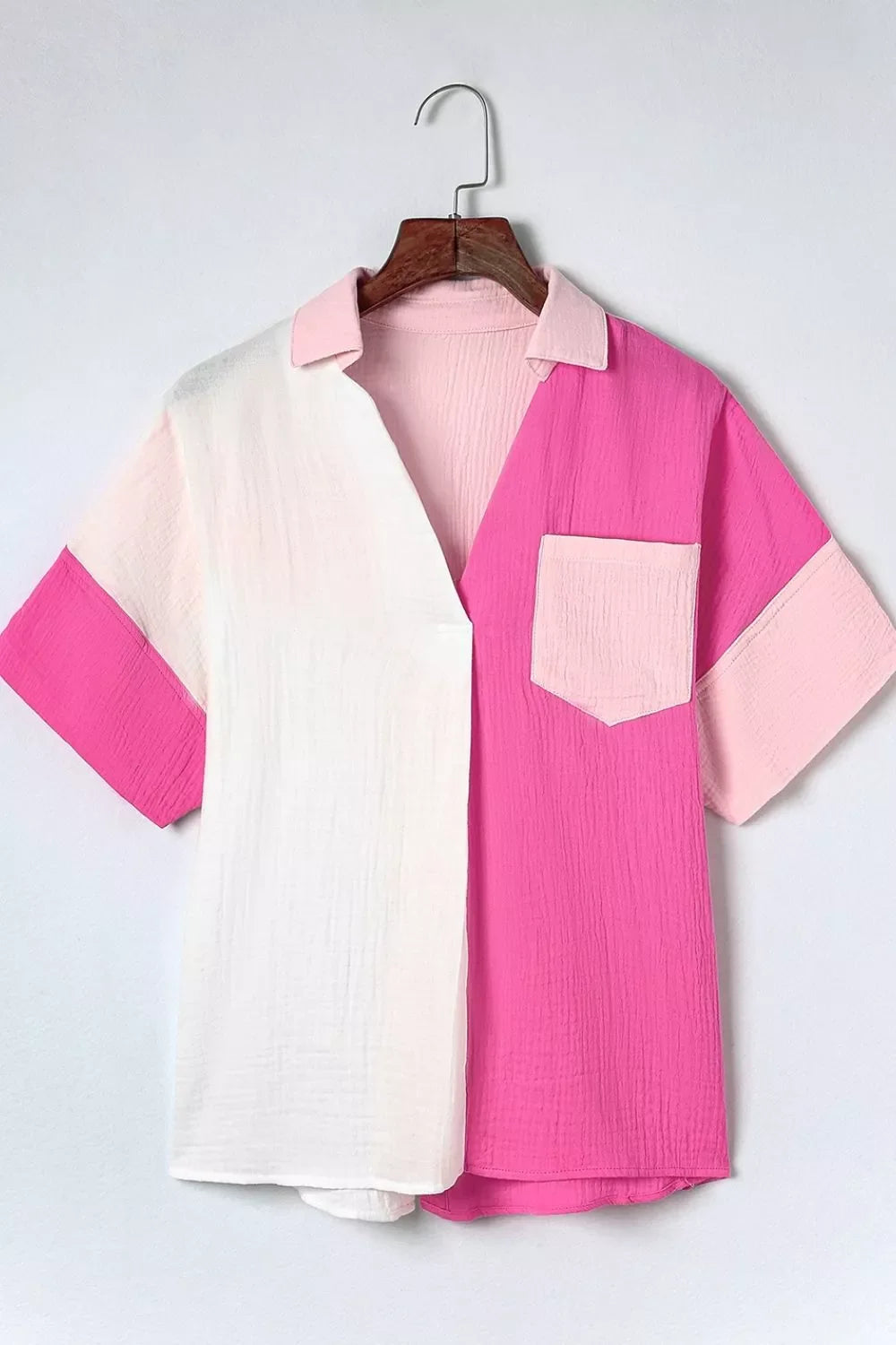 Color Block Casual Button Up Shirt