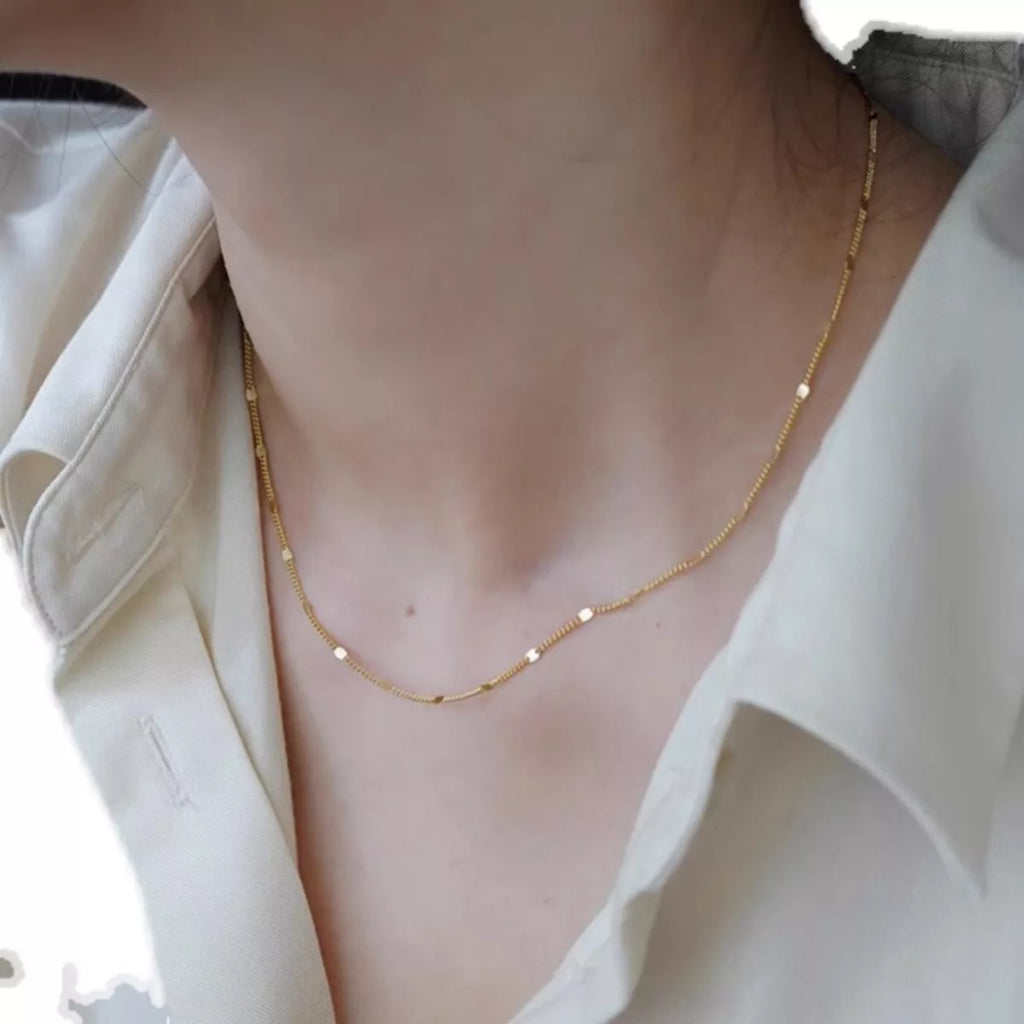 18K Gold-Plated 925 Sterling Silver Chain Necklace