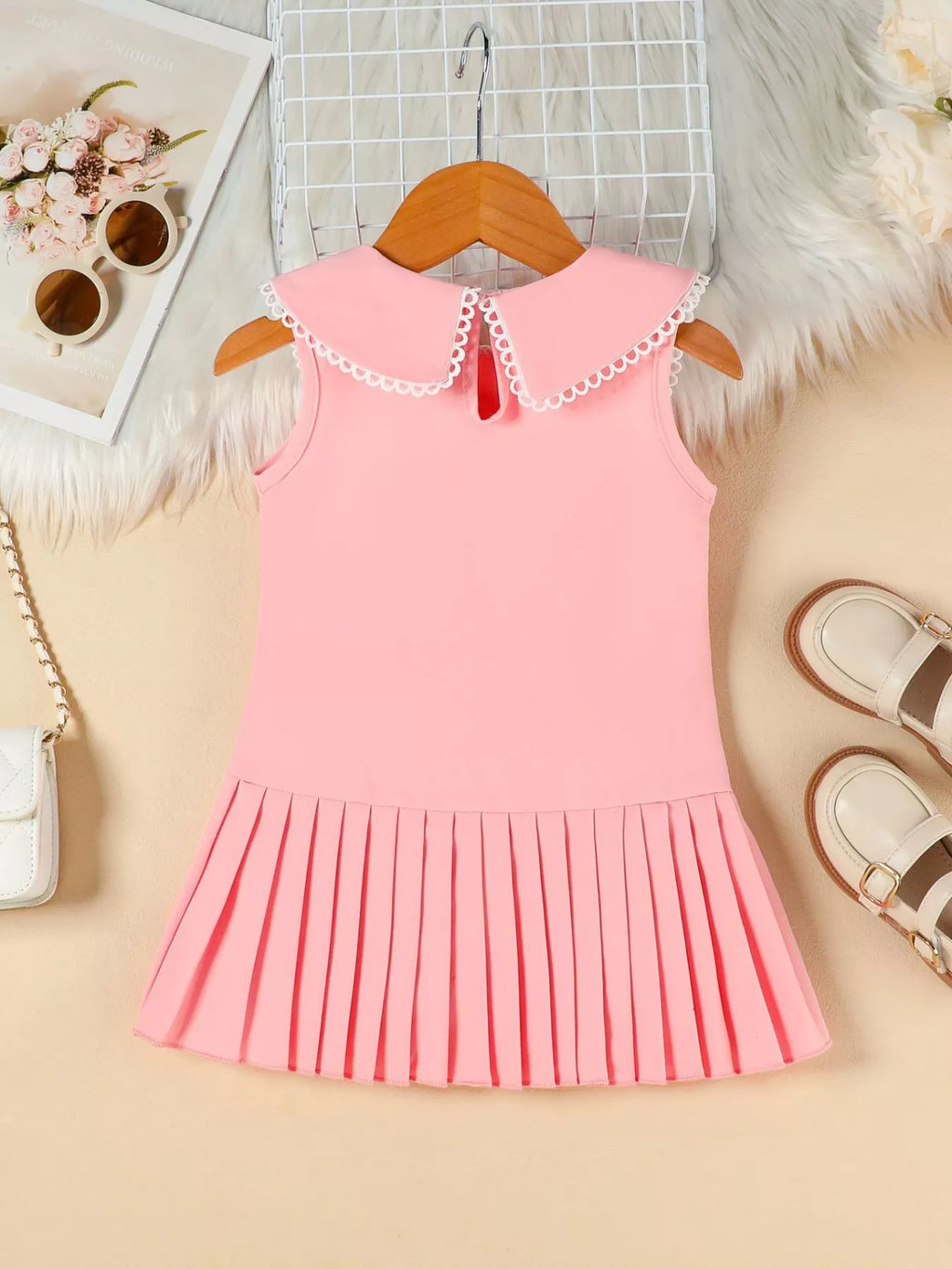 Children's Bow-Accented Pleated Dress