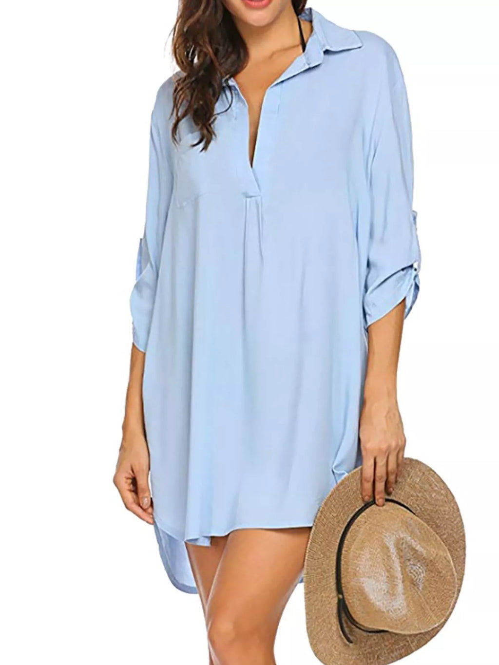 Full Size Side Slit Collared Neck Oversized Shirt Plus Size