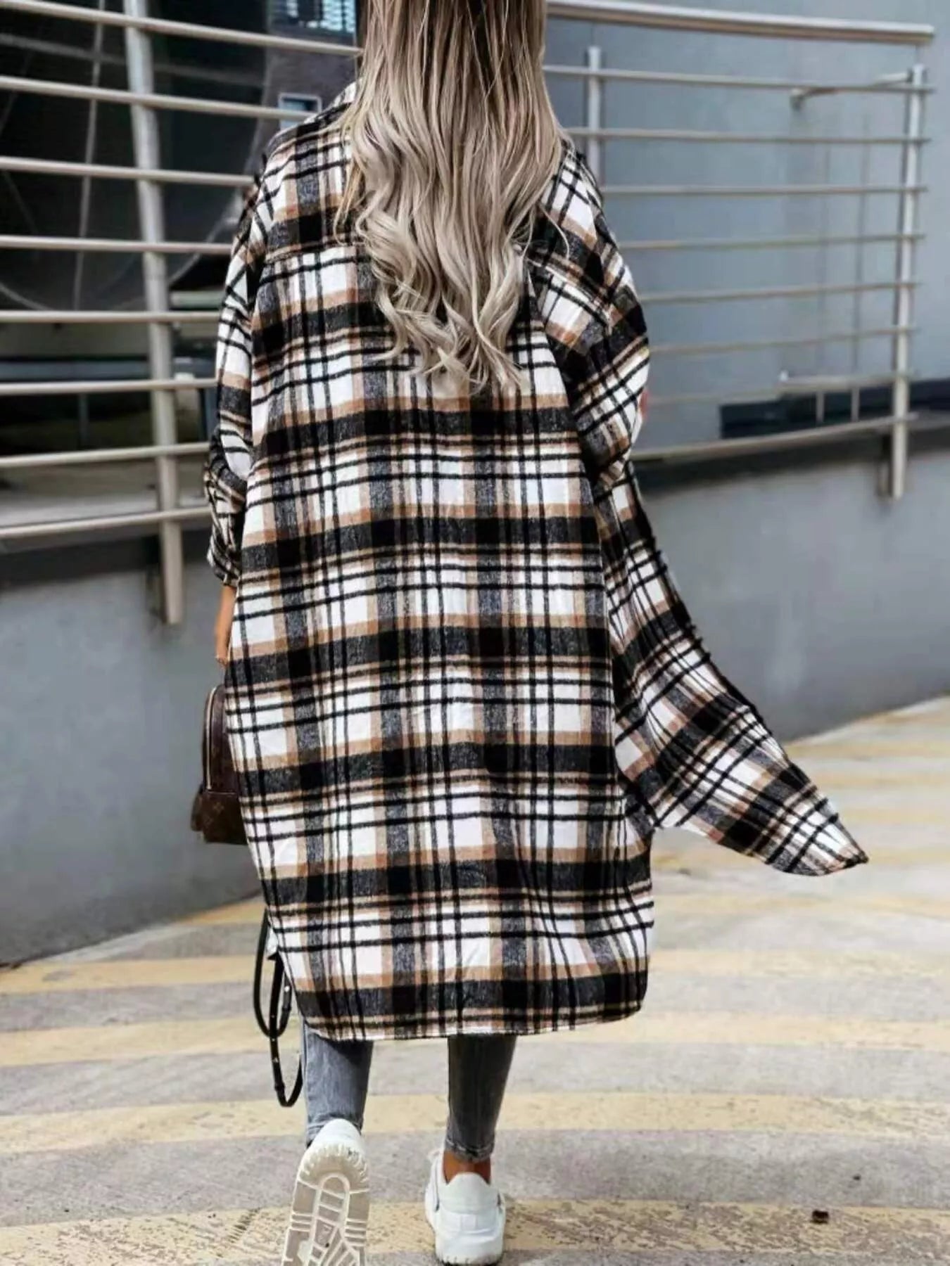 Plaid Button Up Longline Shacket