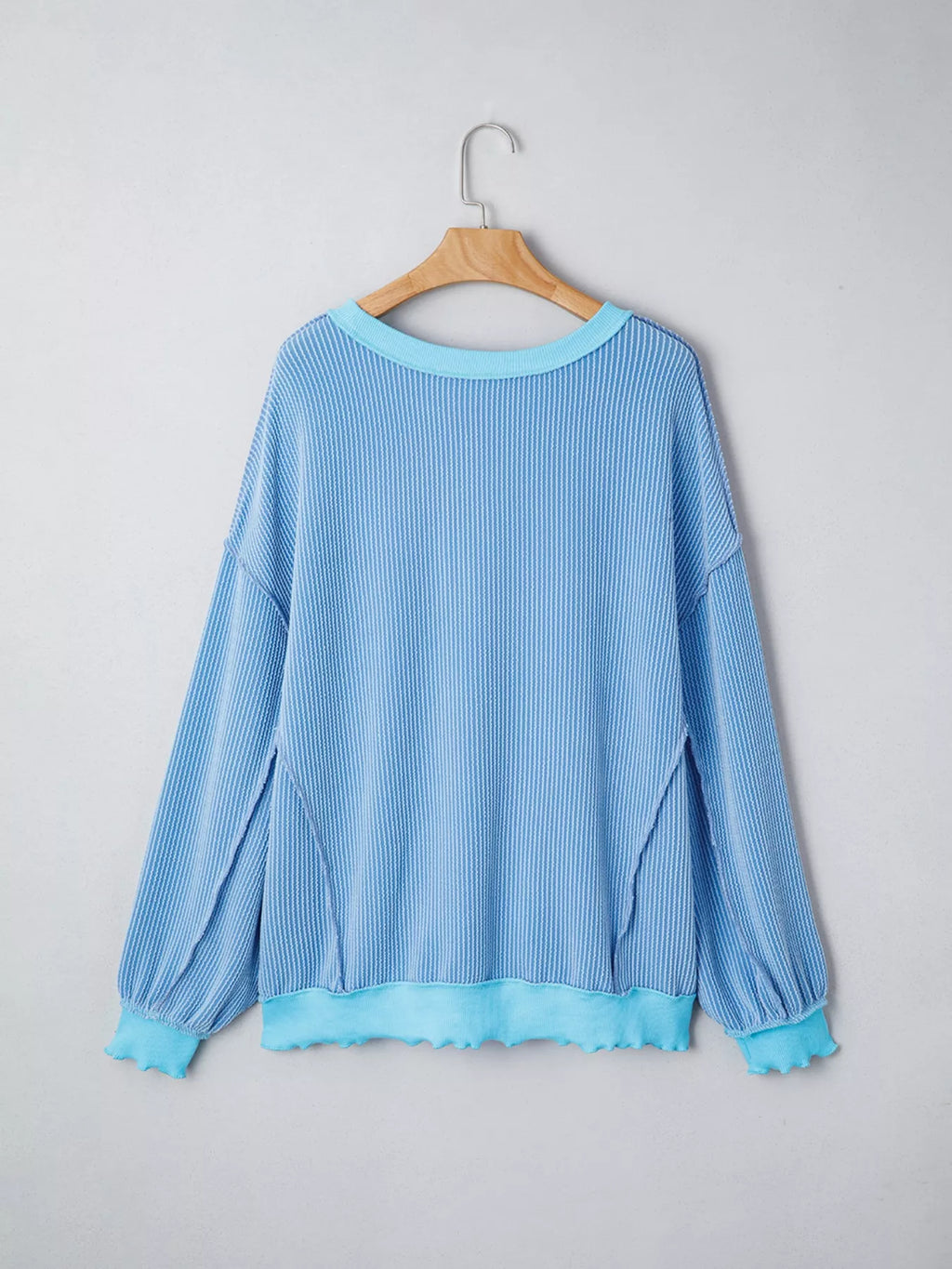 Twisted Rib Uneven Hem Drop Shoulder Loose Knit Top