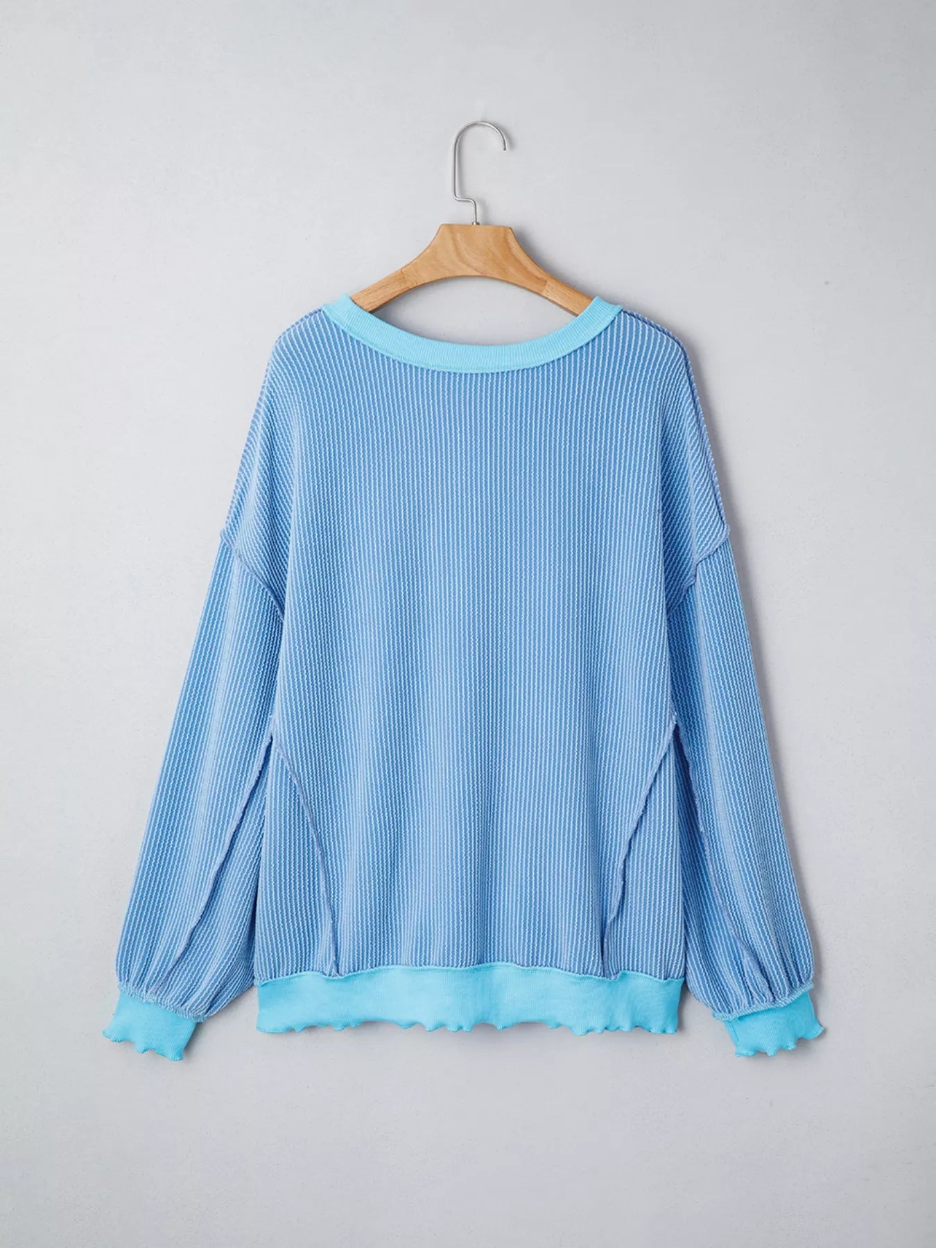 Twisted Rib Uneven Hem Drop Shoulder Loose Knit Top