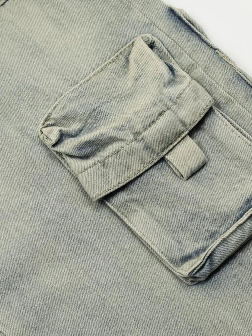Men's Washed Multi-Pocket Straight Cargo Jeans