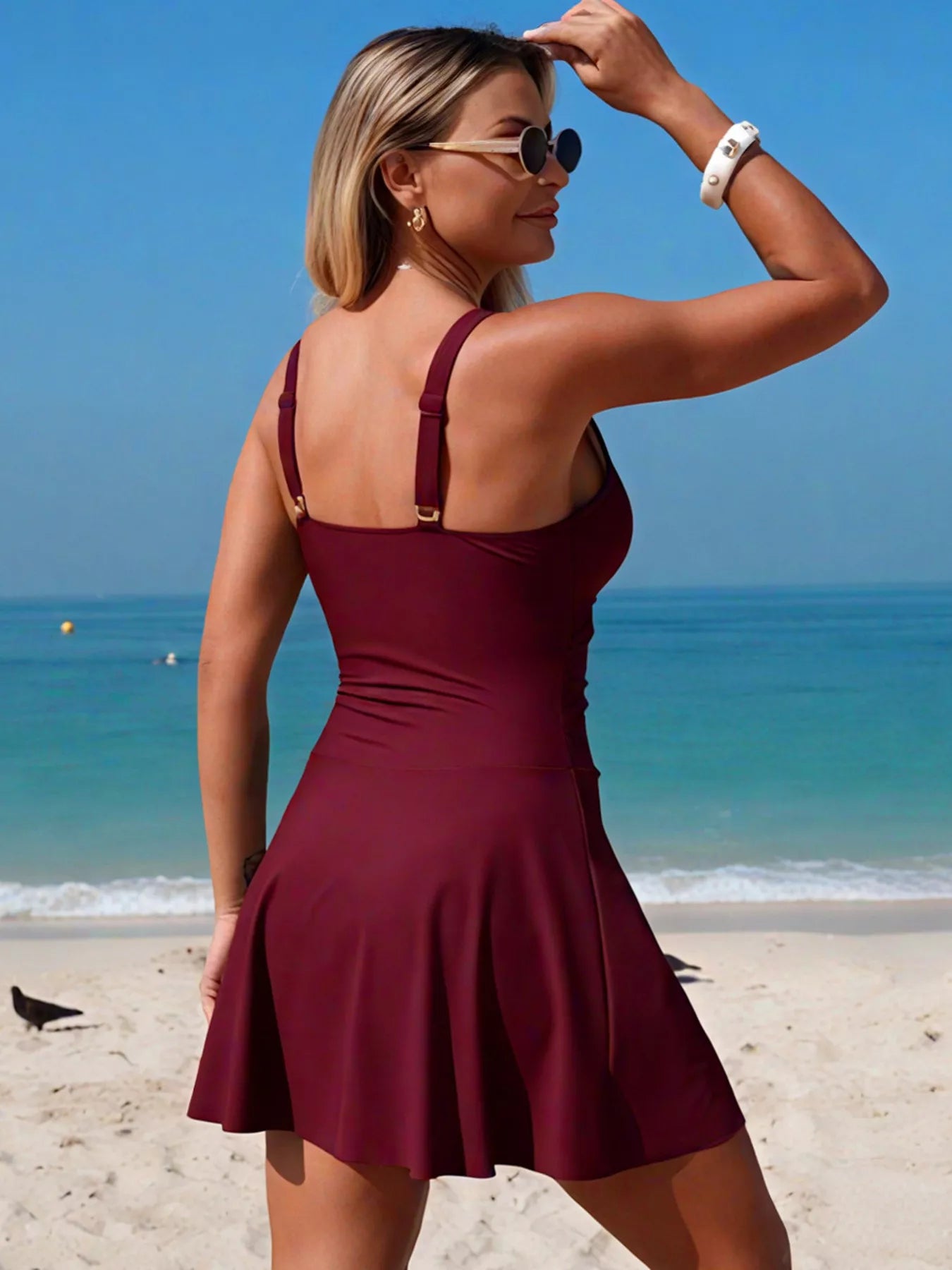 Ruched V-Neck One-Piece Swimsuit