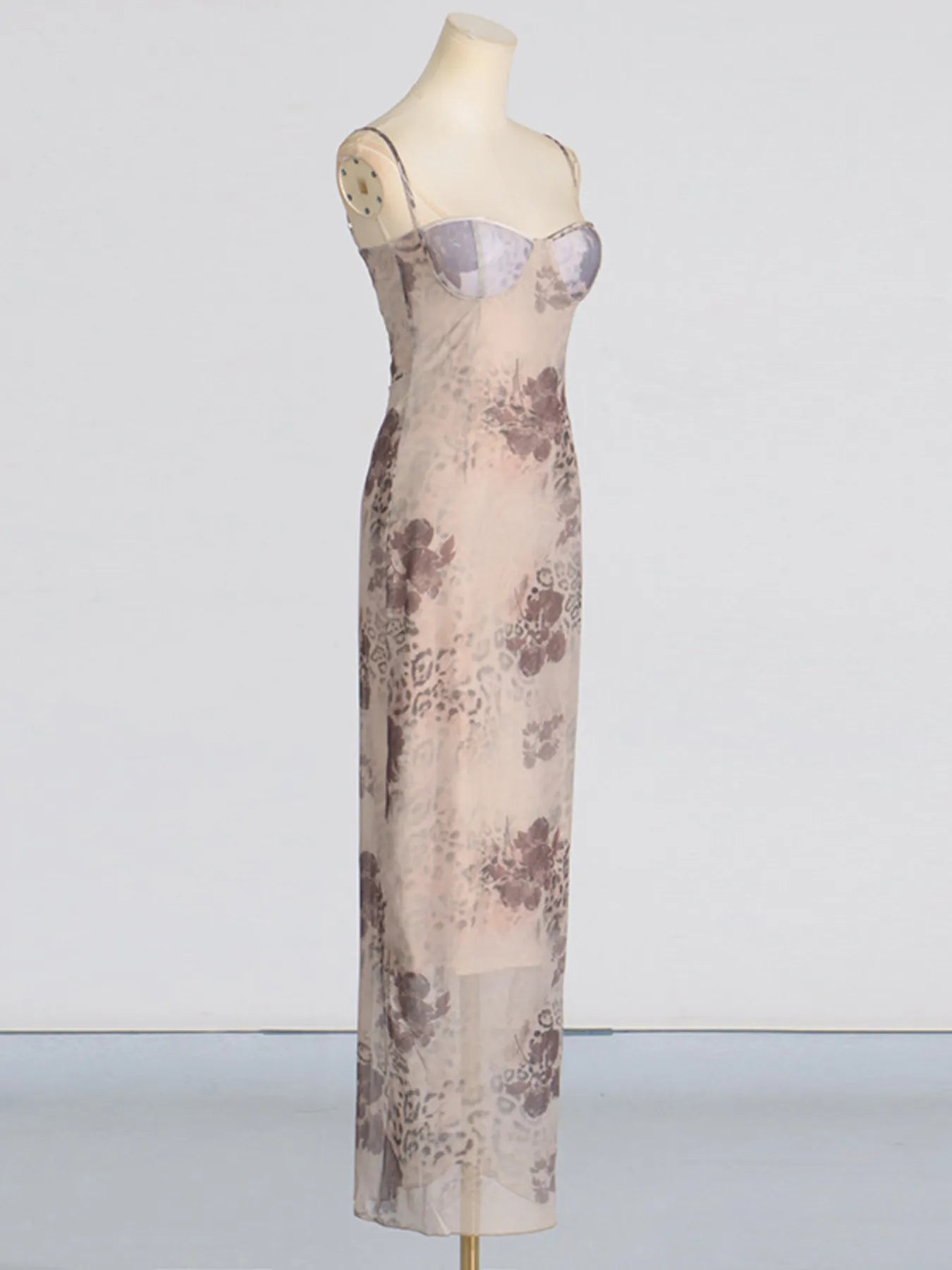 Printed Sweetheart Neck Bodycon Maxi Dress