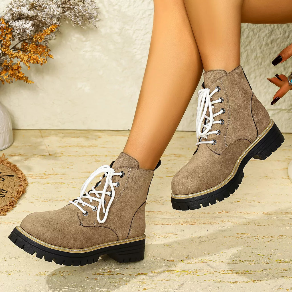 Round Toe Lace Up Boots