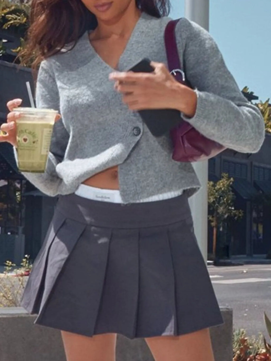 Cropped V-Neck Button-Up Cardigan