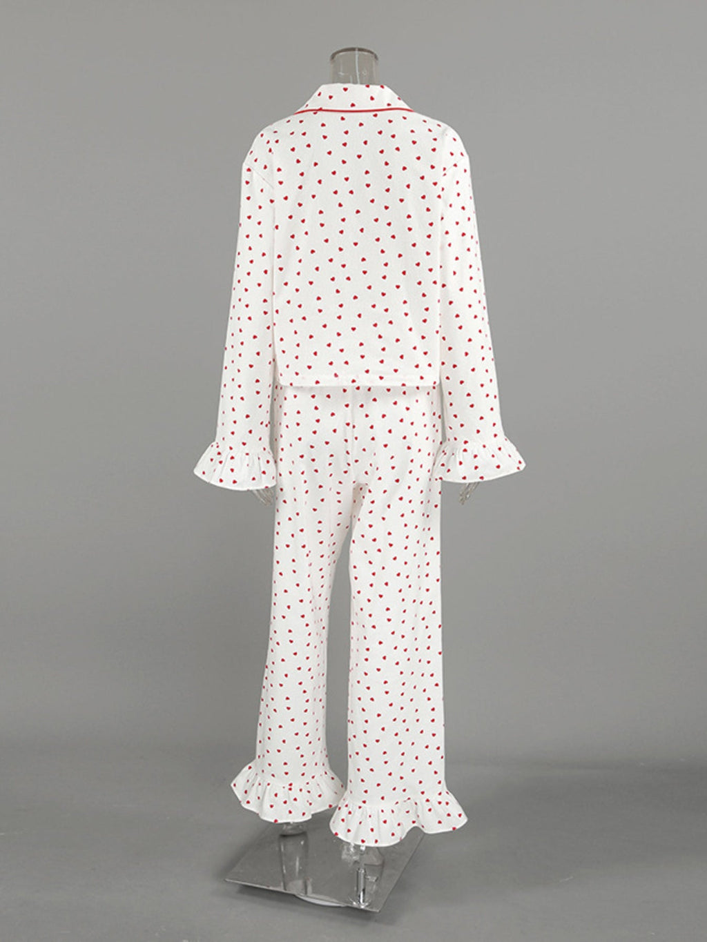 Heart Print Long Sleeve Top and Pants Lounge Set