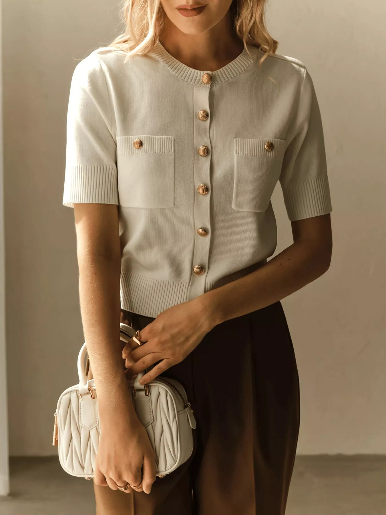 Button-Down Short Sleeve Cardigan