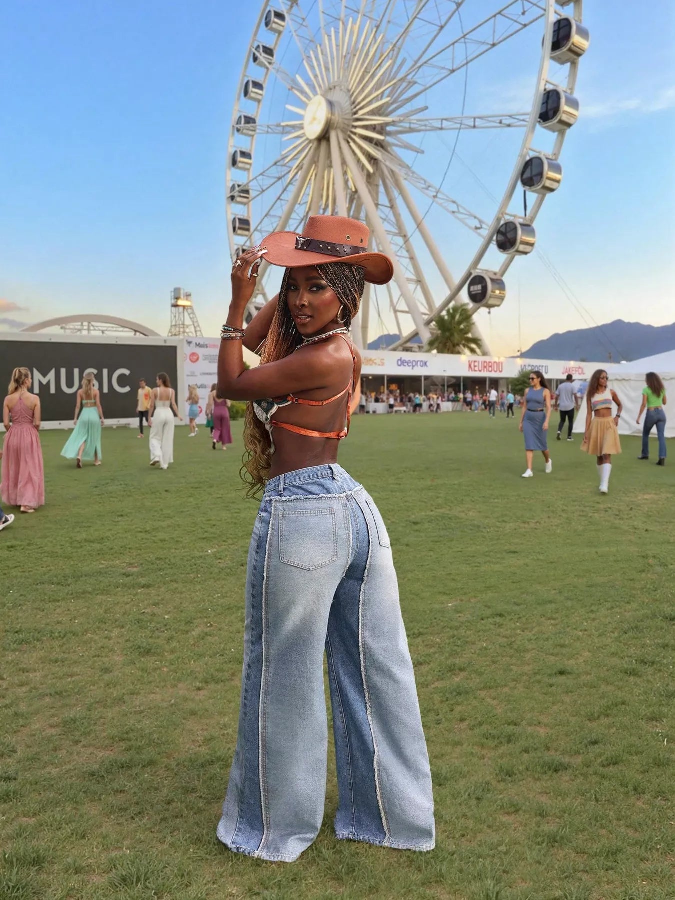 Patchwork Wide-Leg Jeans
