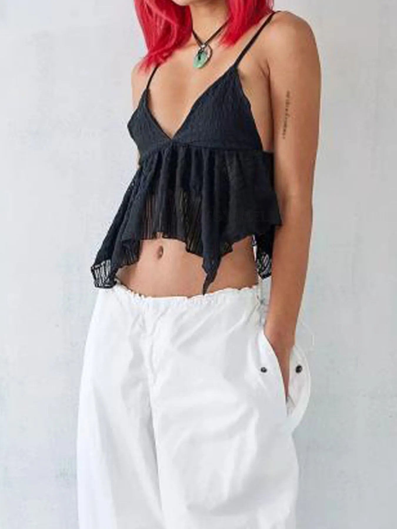 V-Neck Peplum Cami Top