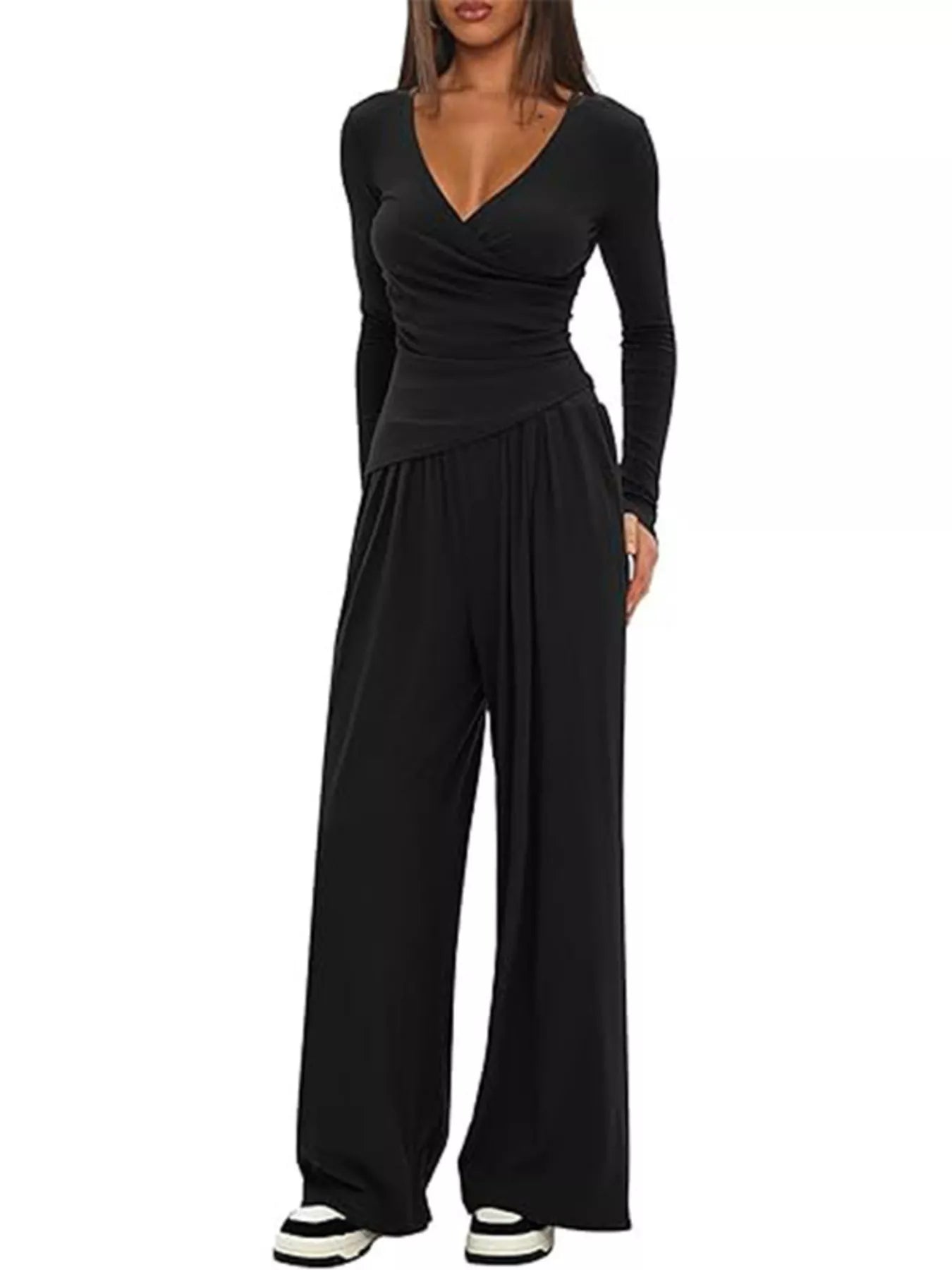 Casual Long Sleeve Top and Pants Two-Piece Set