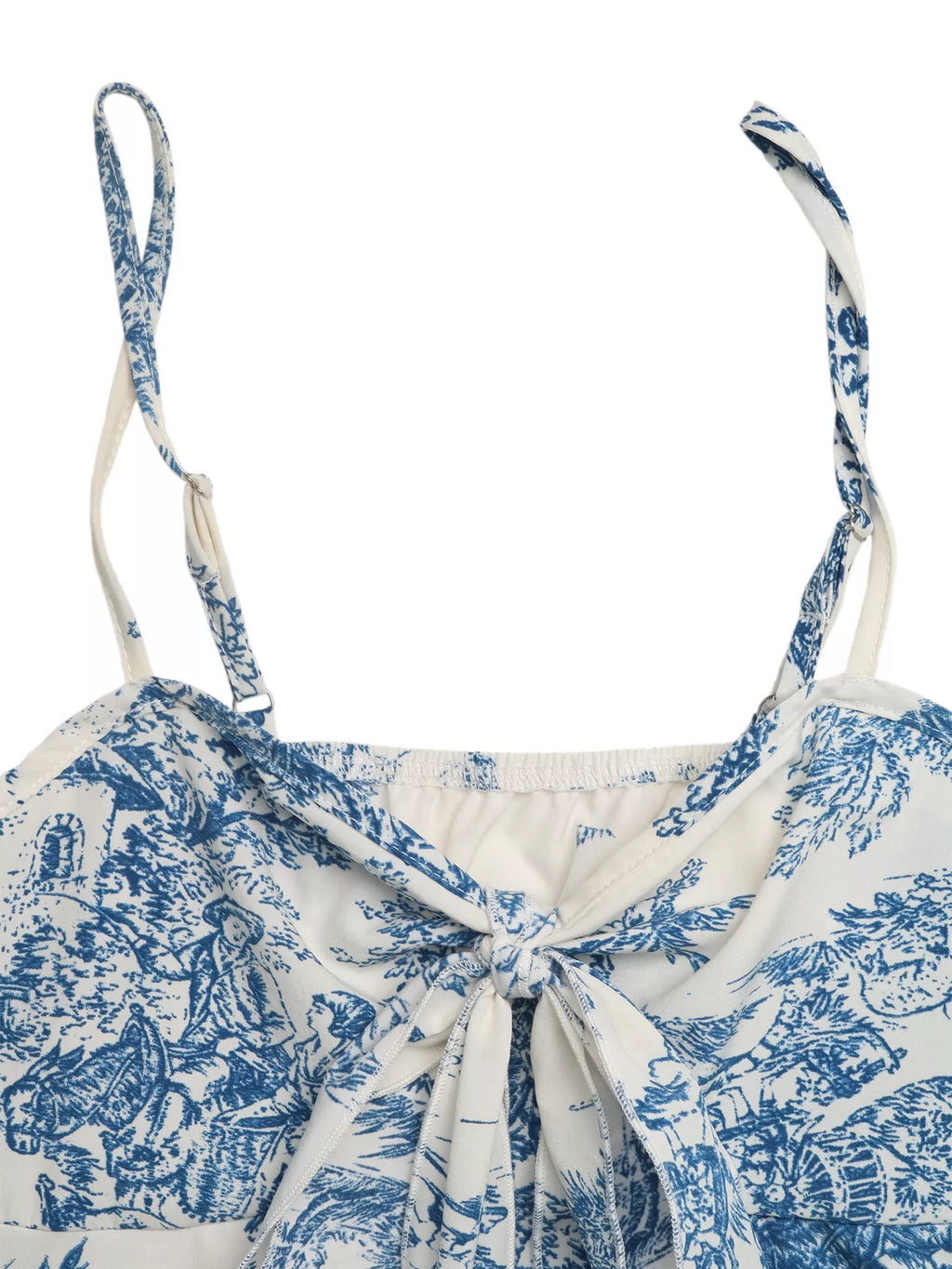 Floral Print Tie Front Ruffle Hem Cami