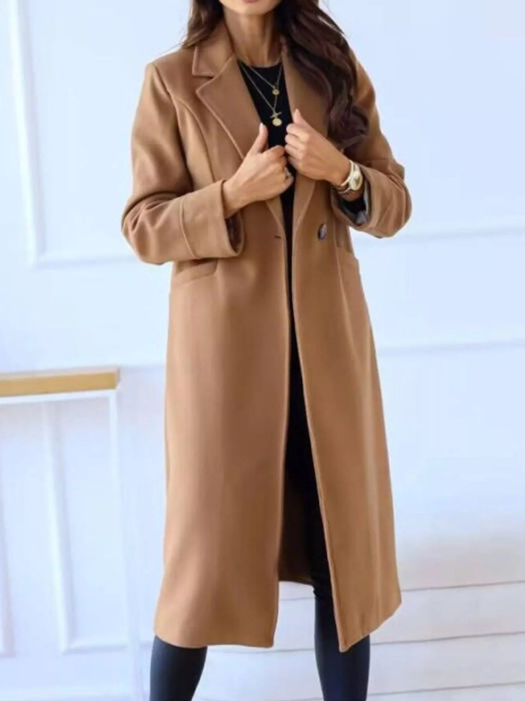 Lapel Collar Wool Blend Overcoat