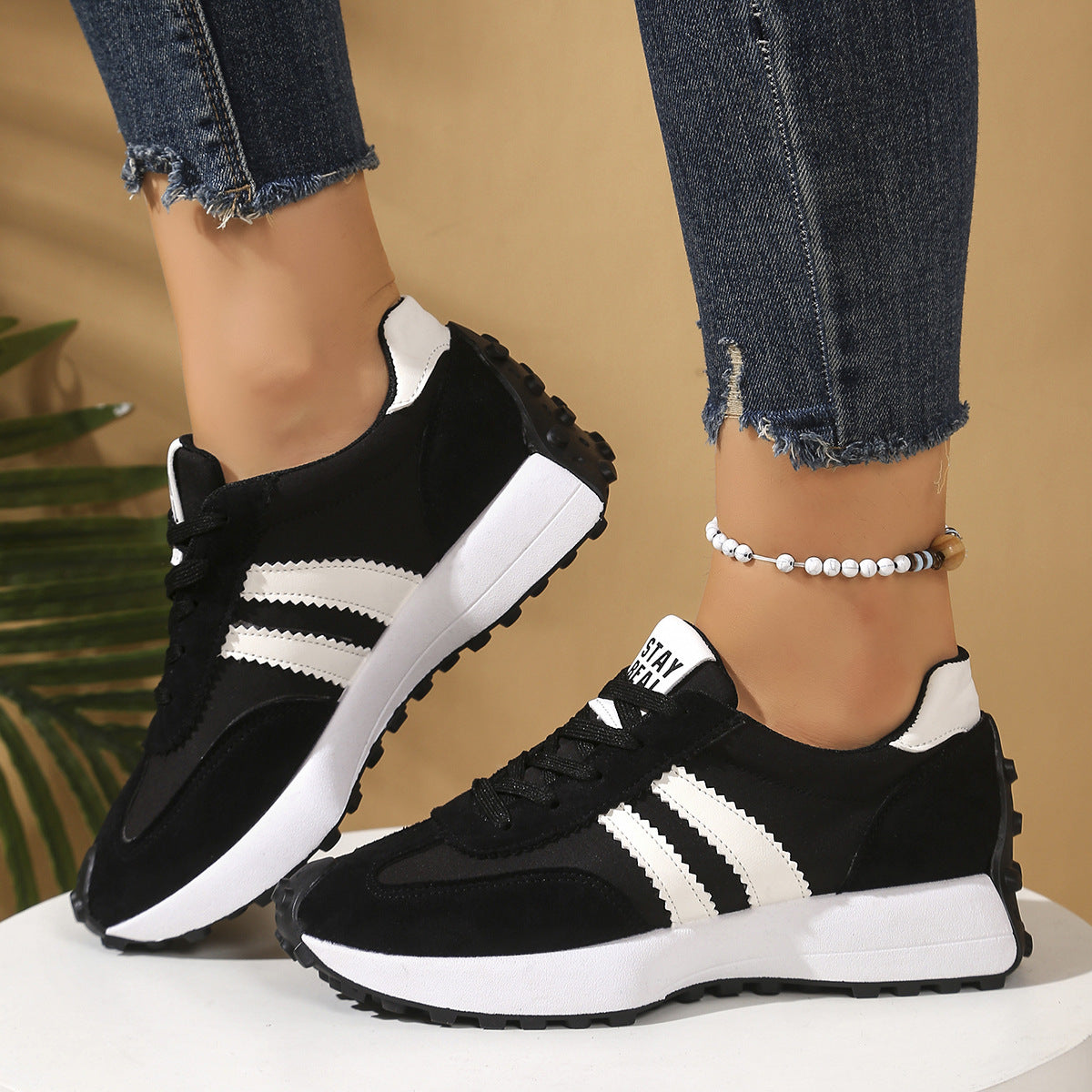 Chunky Thick-Sole Breathable Sneakers for women