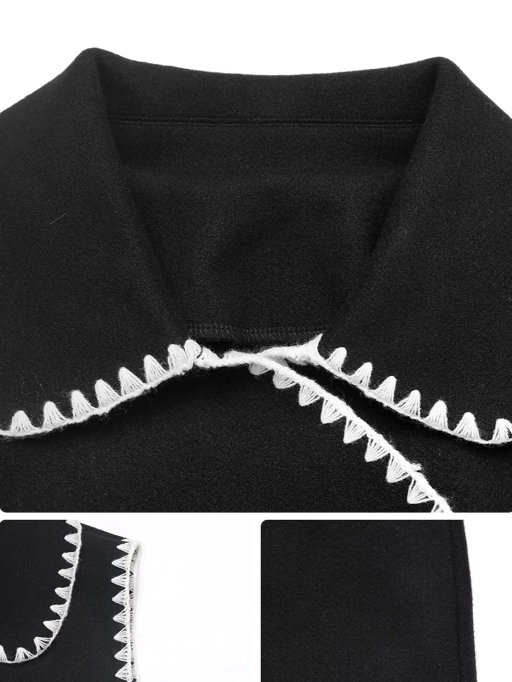 Contrast Trim Collared Neck Vest Coat