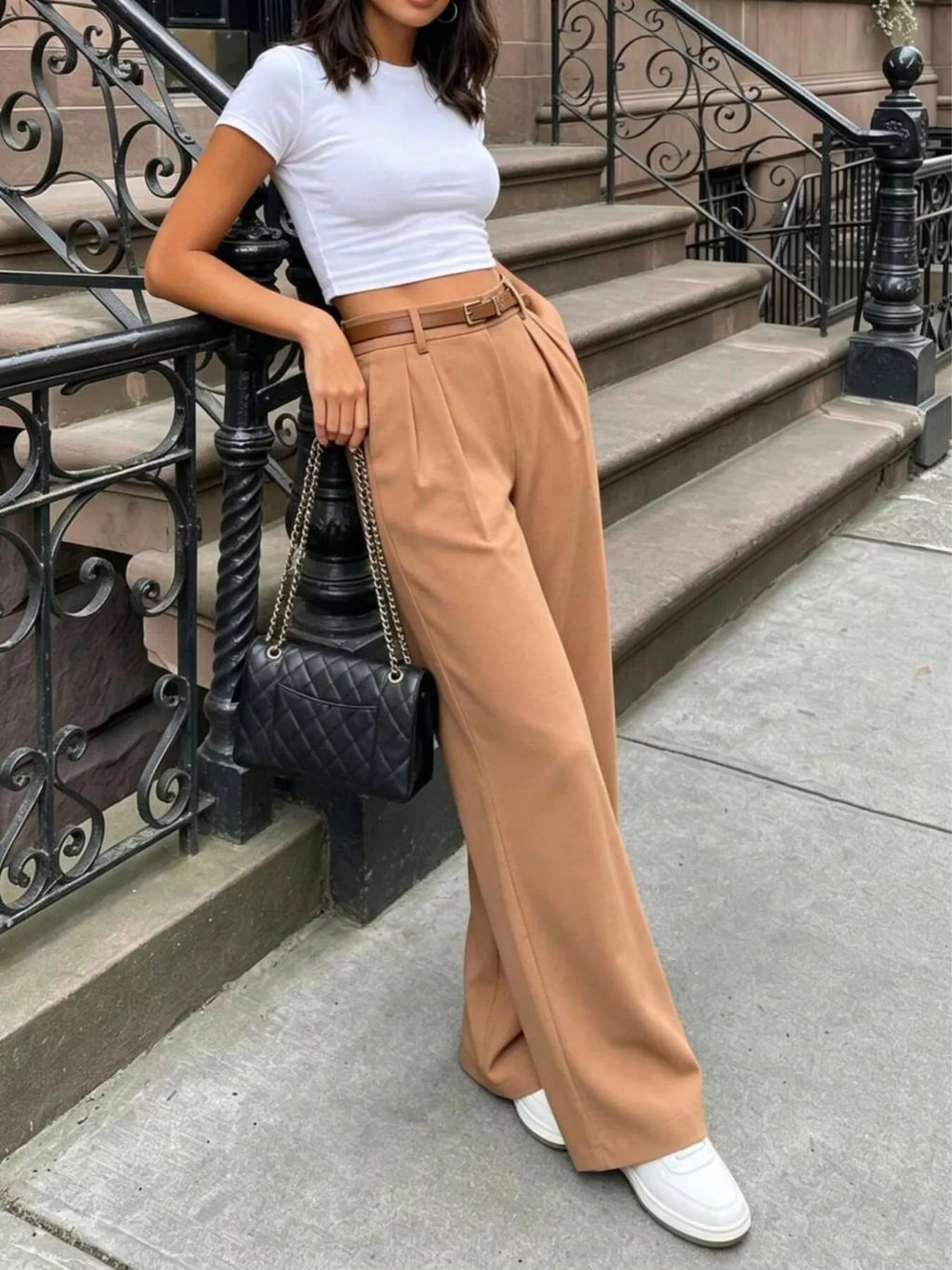 Pleated Wide Leg Pants