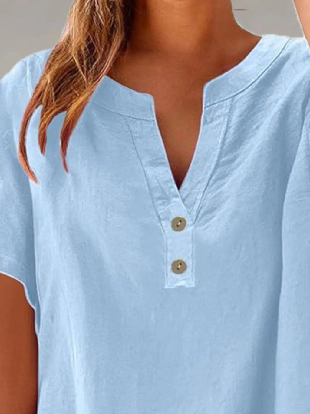 Full Size Notched Short Sleeve Blouse Plus Size