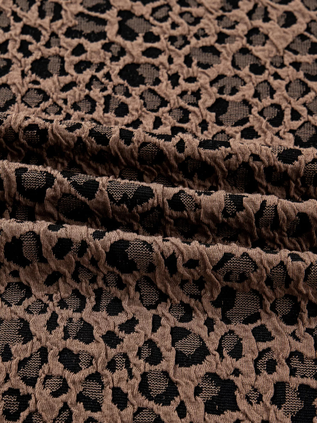 Ribbed Trim Leopard Print Long Sleeve Top