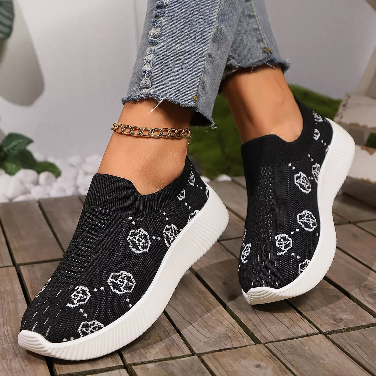 Mesh Round Toe Slip-Ons