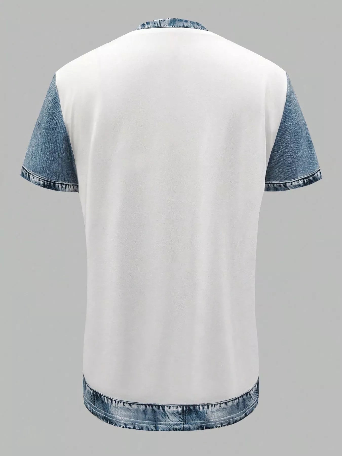 Denim Patchwork Short Sleeve Blouse