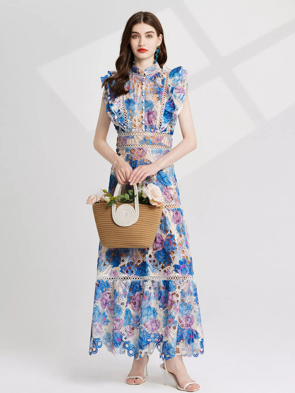 Floral Lace Detail Maxi Dress