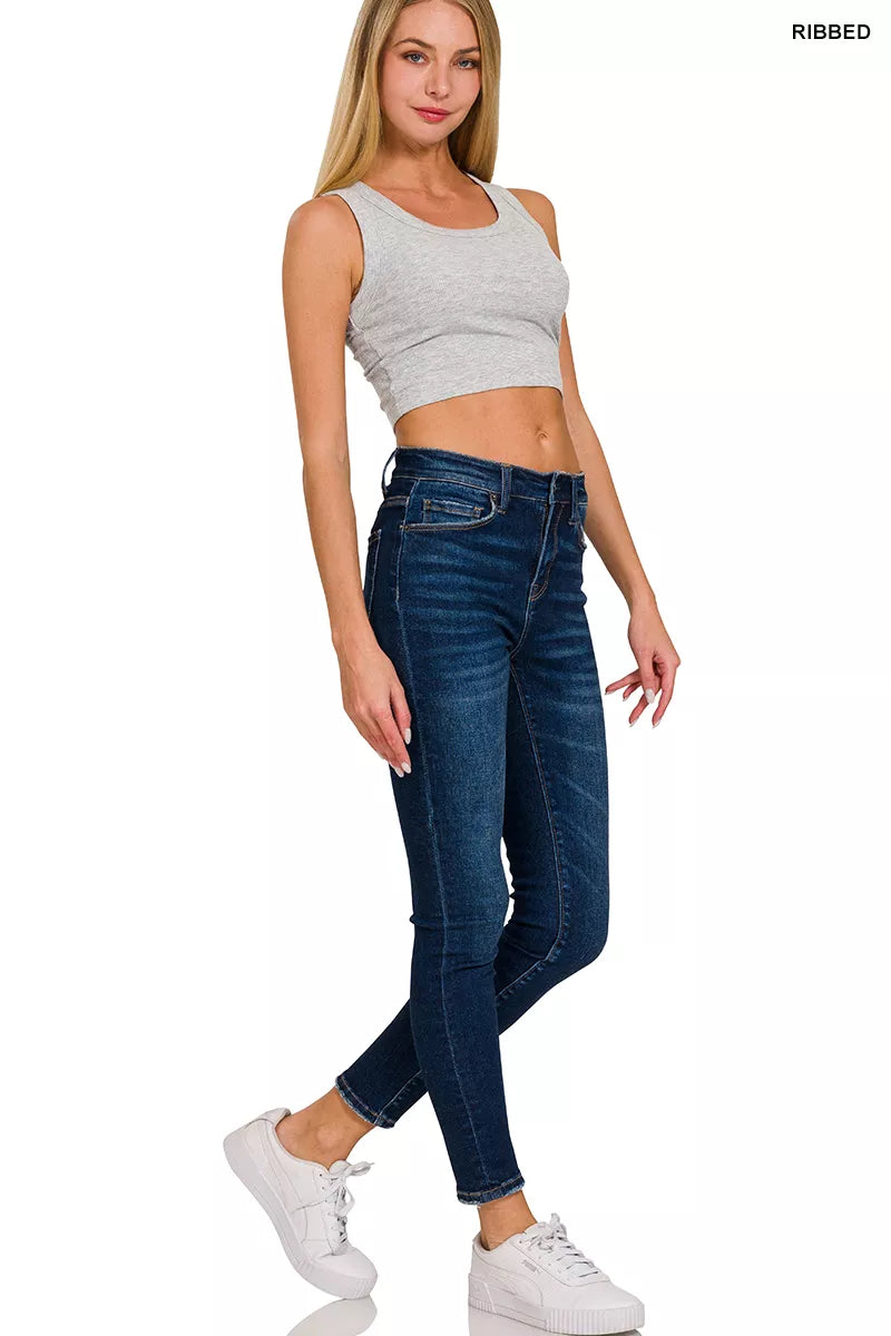 Zenana Ribbed Scoop Neck Cropped Tank Top