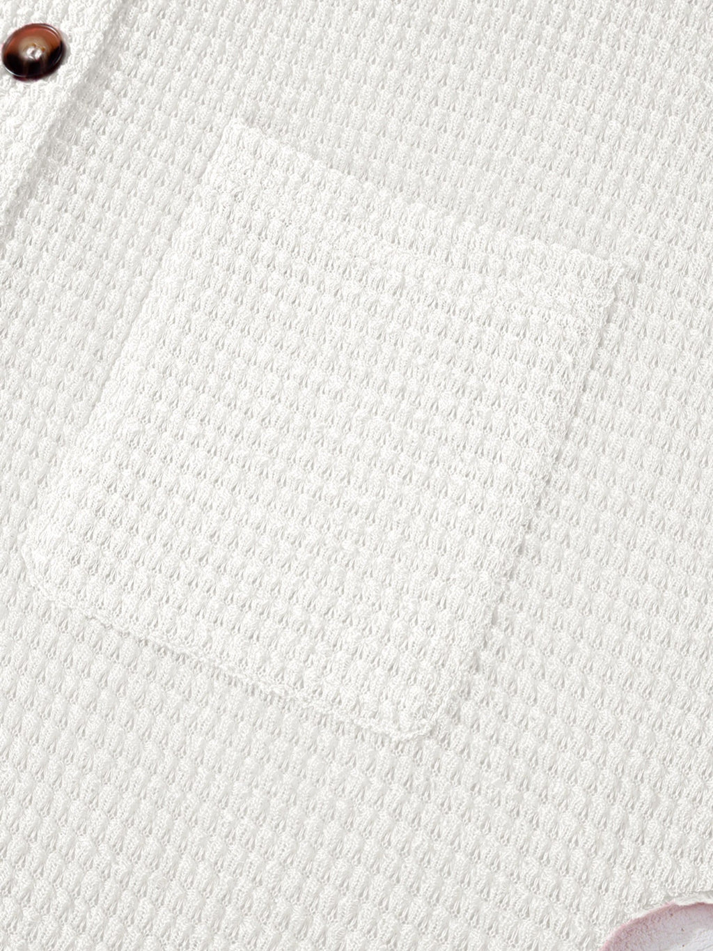 Waffle Knit Button Detail Top