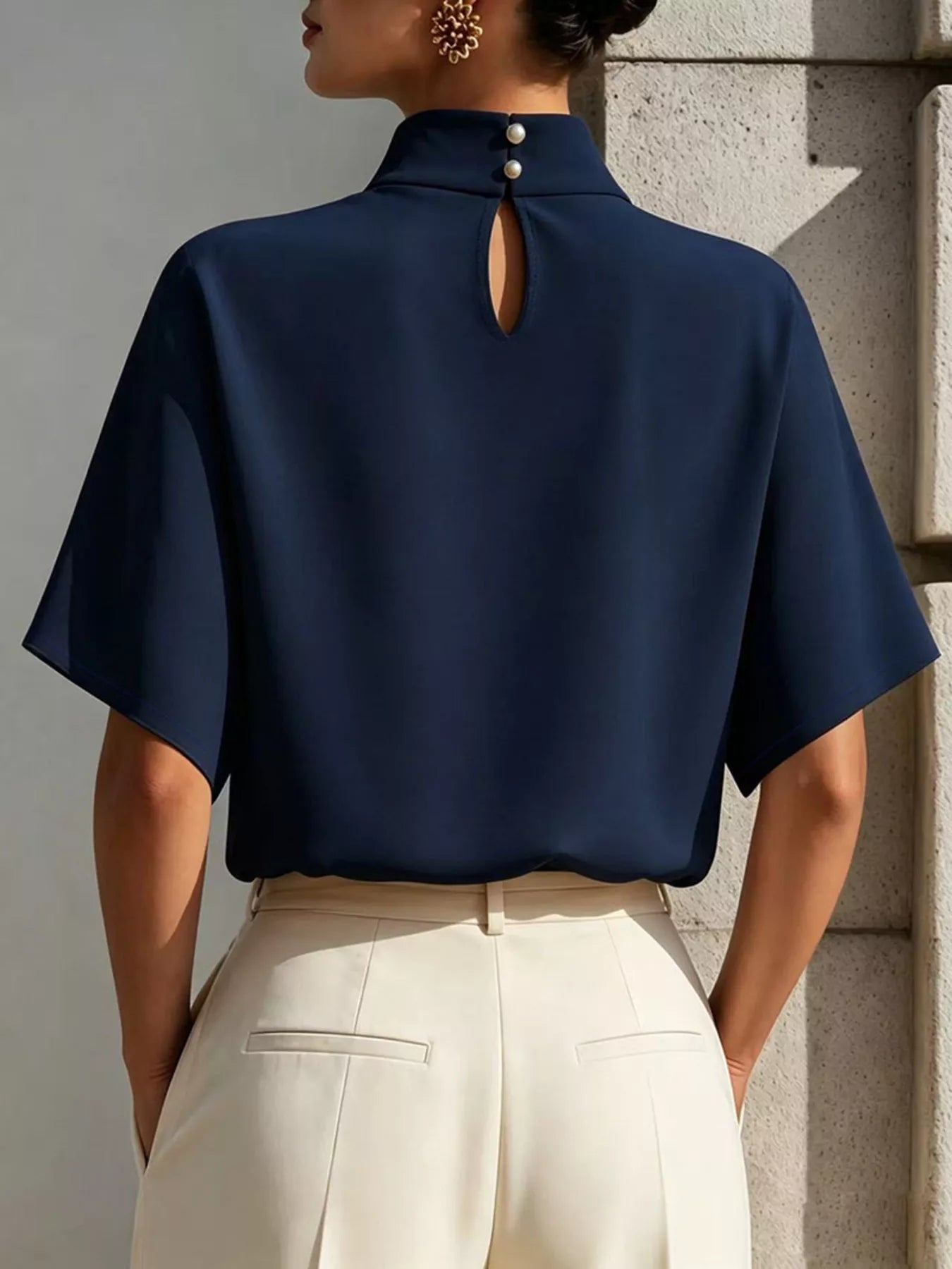 Mock Neck Short Sleeve T-Shirt