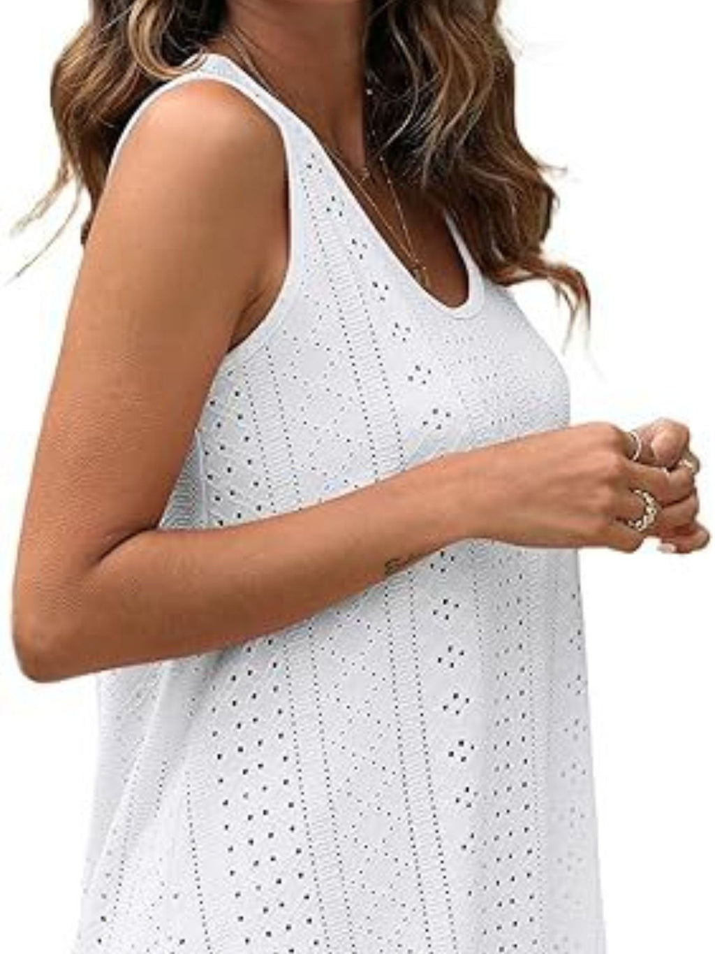 Eyelet Scoop Neck Tank