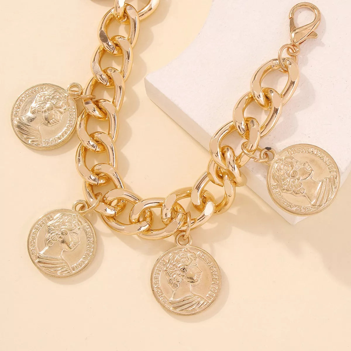 18K Gold-Plated Coin Charm Bracelet