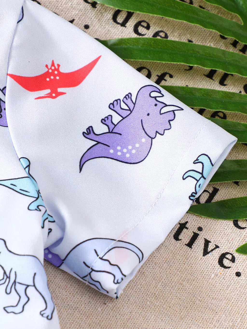 Children's Dinosaur Print Button-Up Shirt & Shorts Set